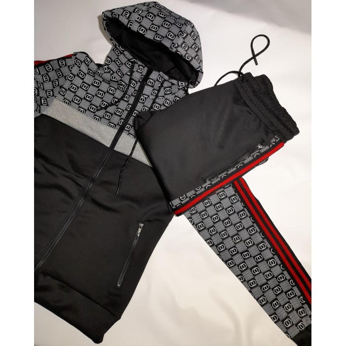 Φόρμα σέτ(ζακέτα & παντελόνι) σε 2 χρώματα γκρί-μαύρο